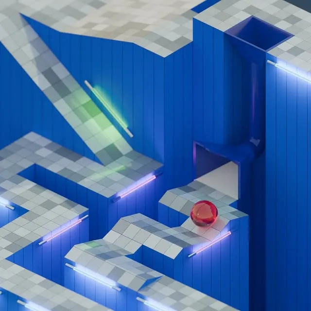 Was watching a documentary about Atari games, and wanted to make an updated Marble Madness run. Happy with most of it, but funnel needs some work. #blender #blender3d