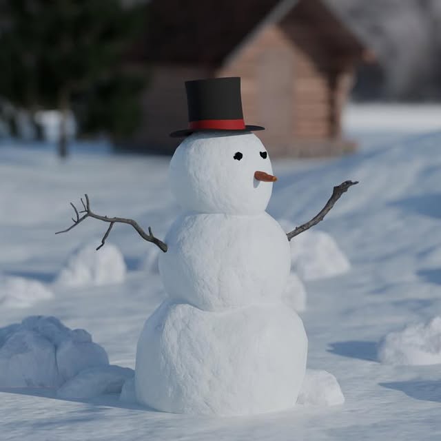 Snowy day in St Louis… I can’t go outside so I made a virtual snowman instead!  #blender #blender3d