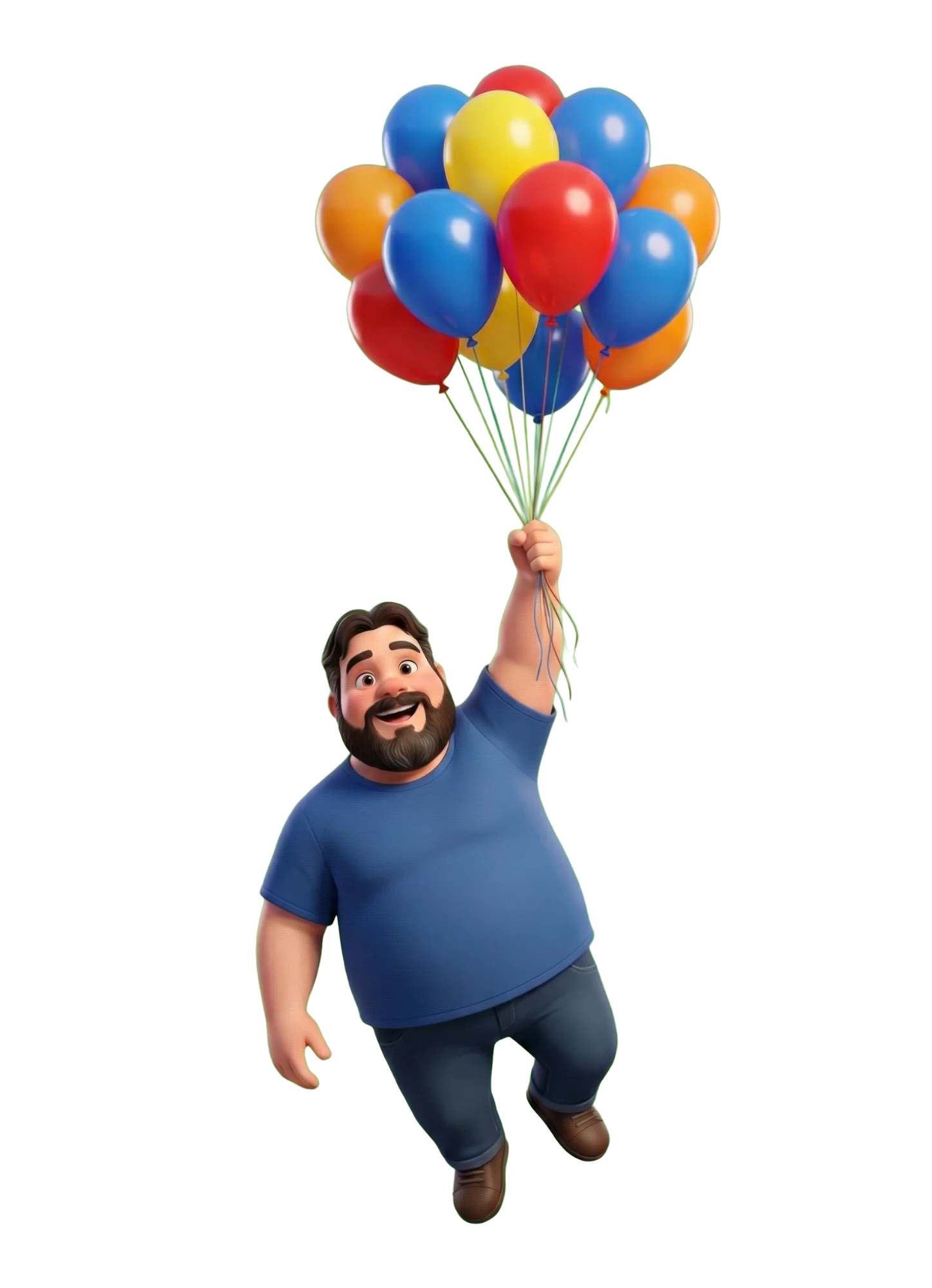 Floating figure with balloons